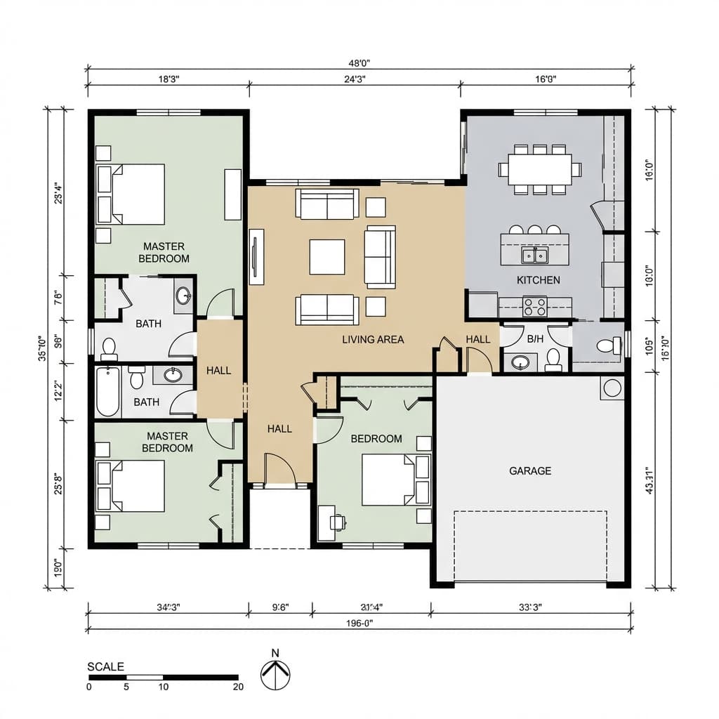 Zoned Floor Plan