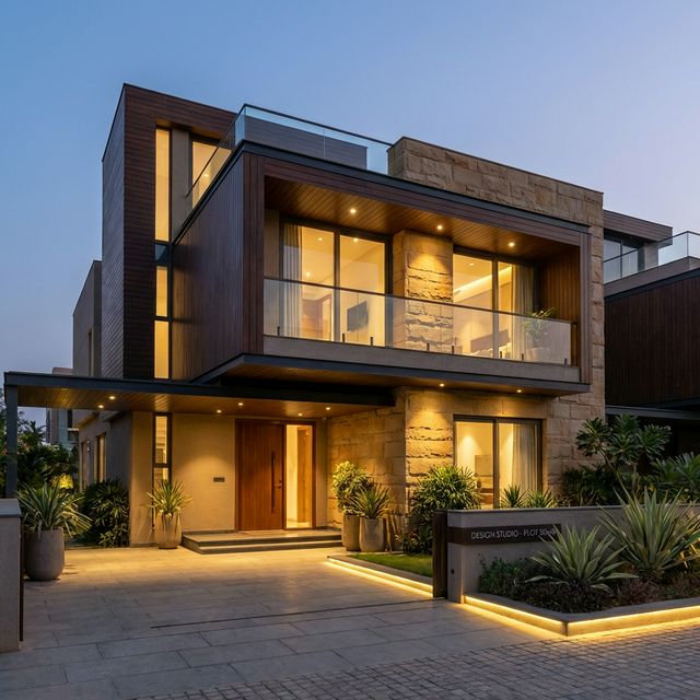 Contemporary 4BHK Duplex Elevation Design